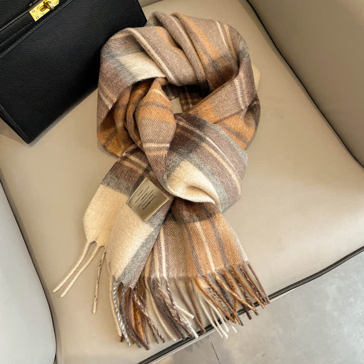 Unisex-Schal aus warmer Wolle mit Karomuster und Quasten - #16 - image 20