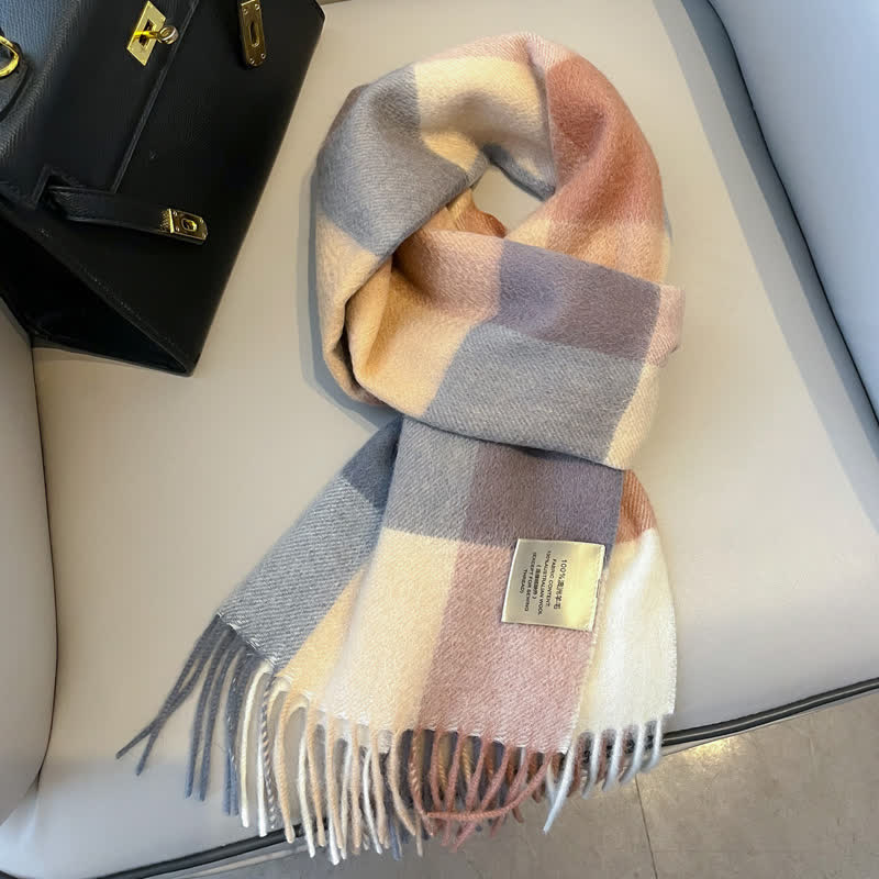 Unisex-Schal aus warmer Wolle mit Karomuster und Quasten - #21 - image 25