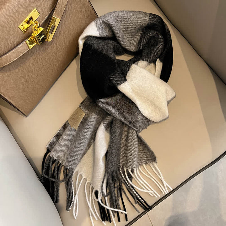 Unisex-Schal aus warmer Wolle mit Karomuster und Quasten - #15 - image 19