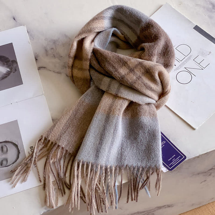 Unisex-Schal aus warmer Wolle mit Karomuster und Quasten - #41 - image 45