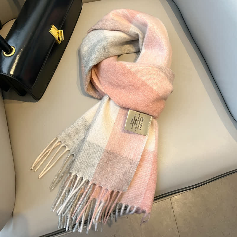 Unisex-Schal aus warmer Wolle mit Karomuster und Quasten - #22 - image 26