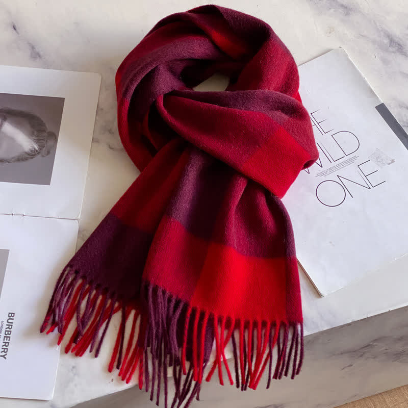 Unisex-Schal aus warmer Wolle mit Karomuster und Quasten - #44 - image 48