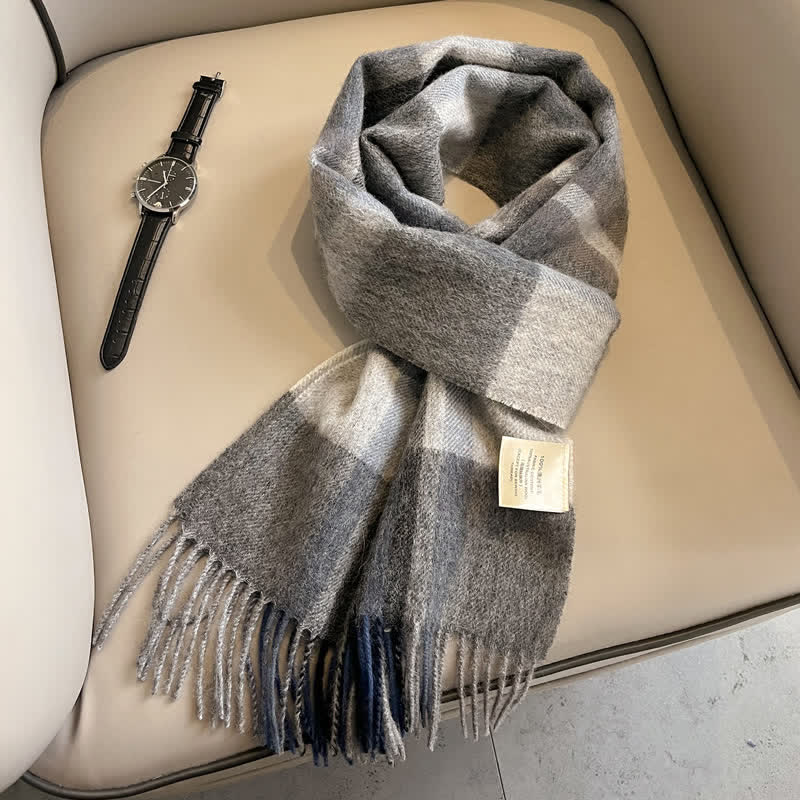 Unisex-Schal aus warmer Wolle mit Karomuster und Quasten - #25 - image 29