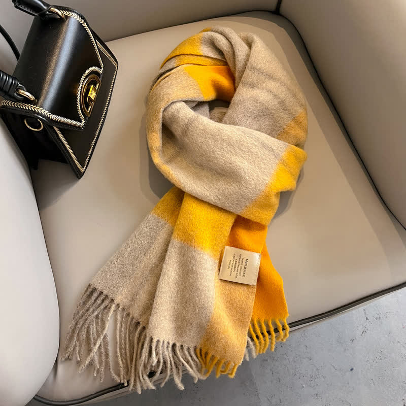 Unisex-Schal aus warmer Wolle mit Karomuster und Quasten - #28 - image 32