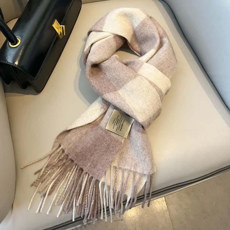 Unisex-Schal aus warmer Wolle mit Karomuster und Quasten - #23 - image 27