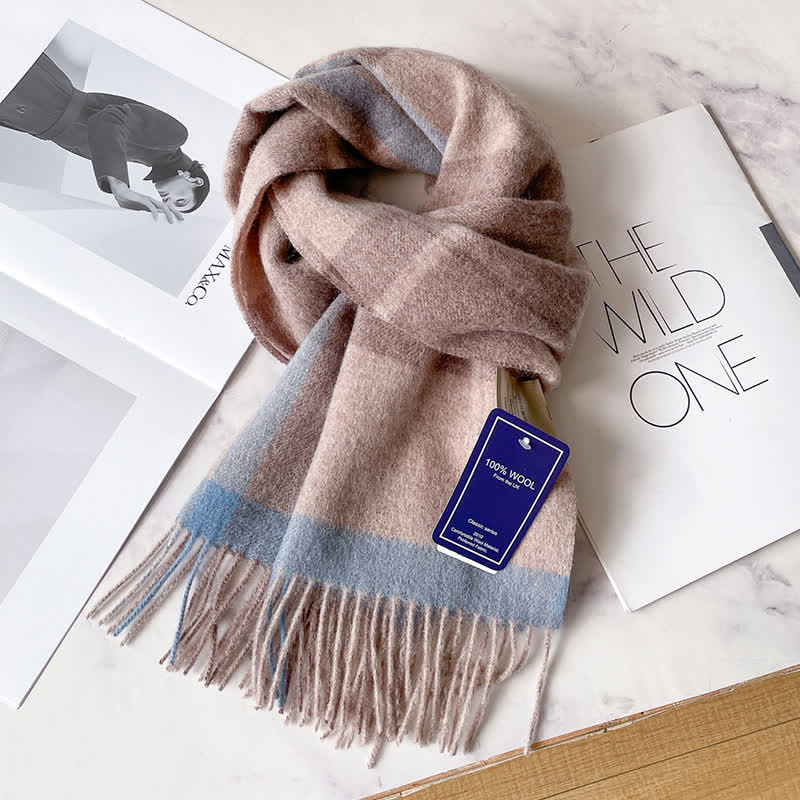 Unisex-Schal aus warmer Wolle mit Karomuster und Quasten - #63 - image 67