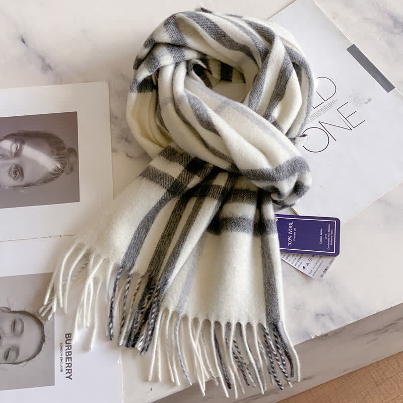 Unisex-Schal aus warmer Wolle mit Karomuster und Quasten - #40 - image 44