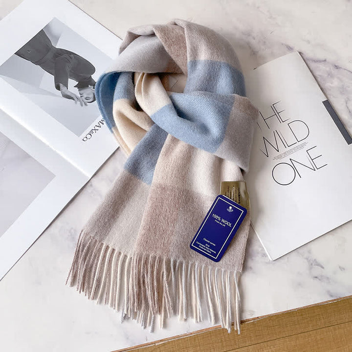 Unisex-Schal aus warmer Wolle mit Karomuster und Quasten - #59 - image 63