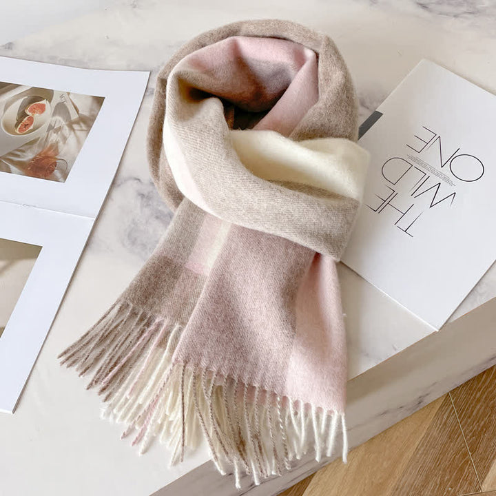 Unisex-Schal aus warmer Wolle mit Karomuster und Quasten - #31 - image 35