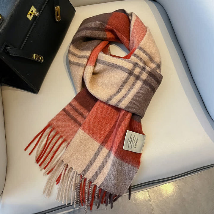 Unisex-Schal aus warmer Wolle mit Karomuster und Quasten - #18 - image 22