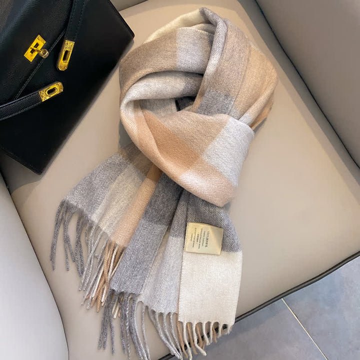 Unisex-Schal aus warmer Wolle mit Karomuster und Quasten - #9 - image 13