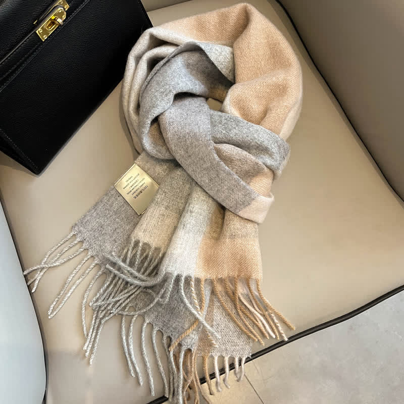 Unisex-Schal aus warmer Wolle mit Karomuster und Quasten - #13 - image 17