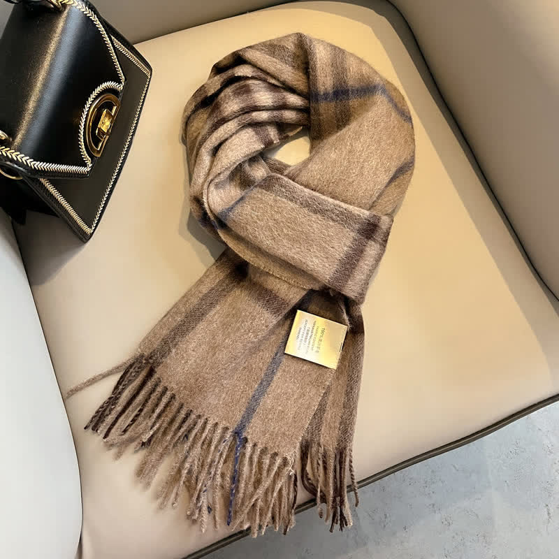 Unisex-Schal aus warmer Wolle mit Karomuster und Quasten - #24 - image 28