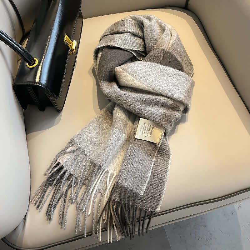 Unisex-Schal aus warmer Wolle mit Karomuster und Quasten - #27 - image 31
