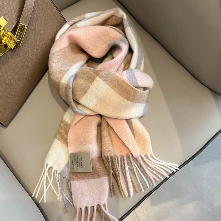 Unisex-Schal aus warmer Wolle mit Karomuster und Quasten - #14 - image 18