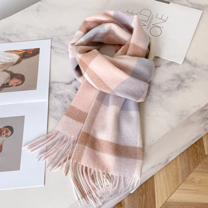 Unisex-Schal aus warmer Wolle mit Karomuster und Quasten - #33 - image 37