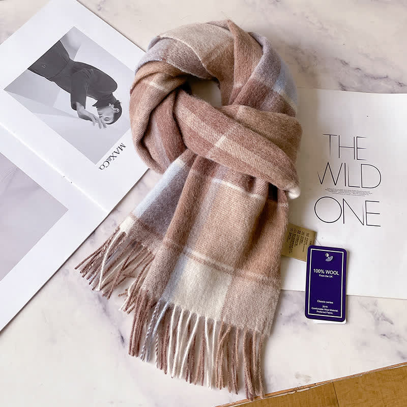 Unisex-Schal aus warmer Wolle mit Karomuster und Quasten - #58 - image 62