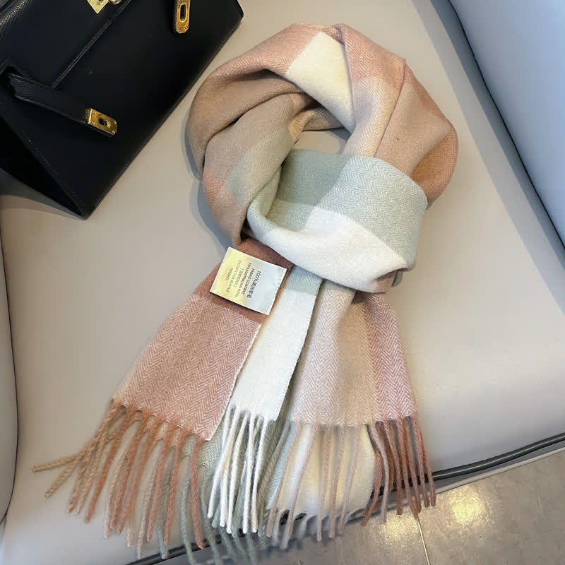 Unisex-Schal aus warmer Wolle mit Karomuster und Quasten - #19 - image 23