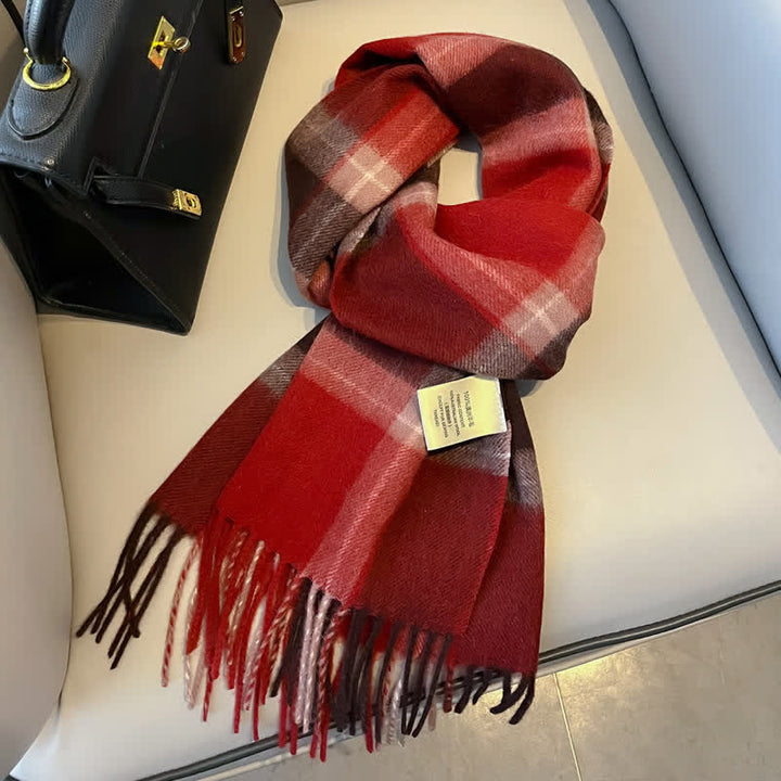 Unisex-Schal aus warmer Wolle mit Karomuster und Quasten - #17 - image 21