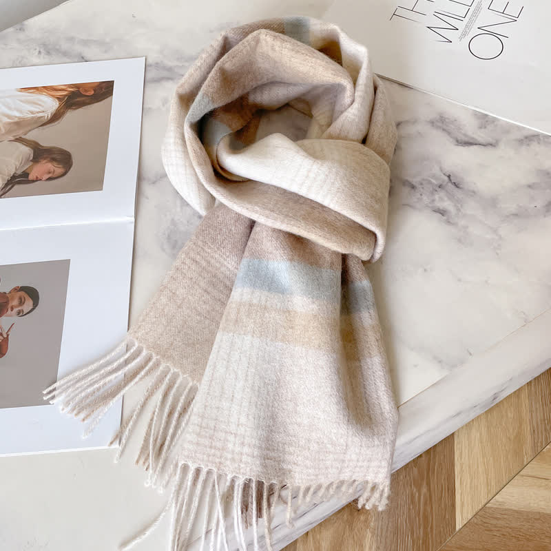 Unisex-Schal aus warmer Wolle mit Karomuster und Quasten - #34 - image 38