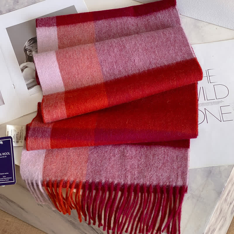 Unisex-Schal aus warmer Wolle mit Karomuster und Quasten - #47 - image 51