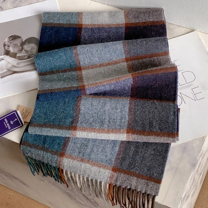 Unisex-Schal aus warmer Wolle mit Karomuster und Quasten - #38 - image 42