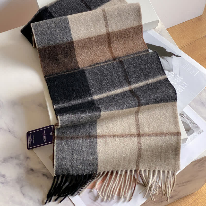 Unisex-Schal aus warmer Wolle mit Karomuster und Quasten - #46 - image 50
