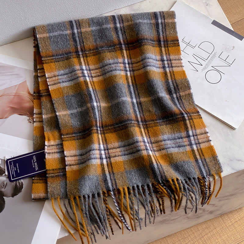Unisex-Schal aus warmer Wolle mit Karomuster und Quasten - #49 - image 53