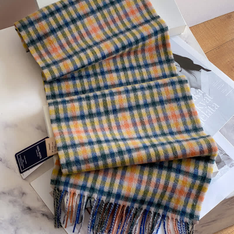 Unisex-Schal aus warmer Wolle mit Karomuster und Quasten - #47 - image 51
