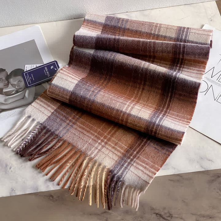 Unisex-Schal aus warmer Wolle mit Karomuster und Quasten - #54 - image 58