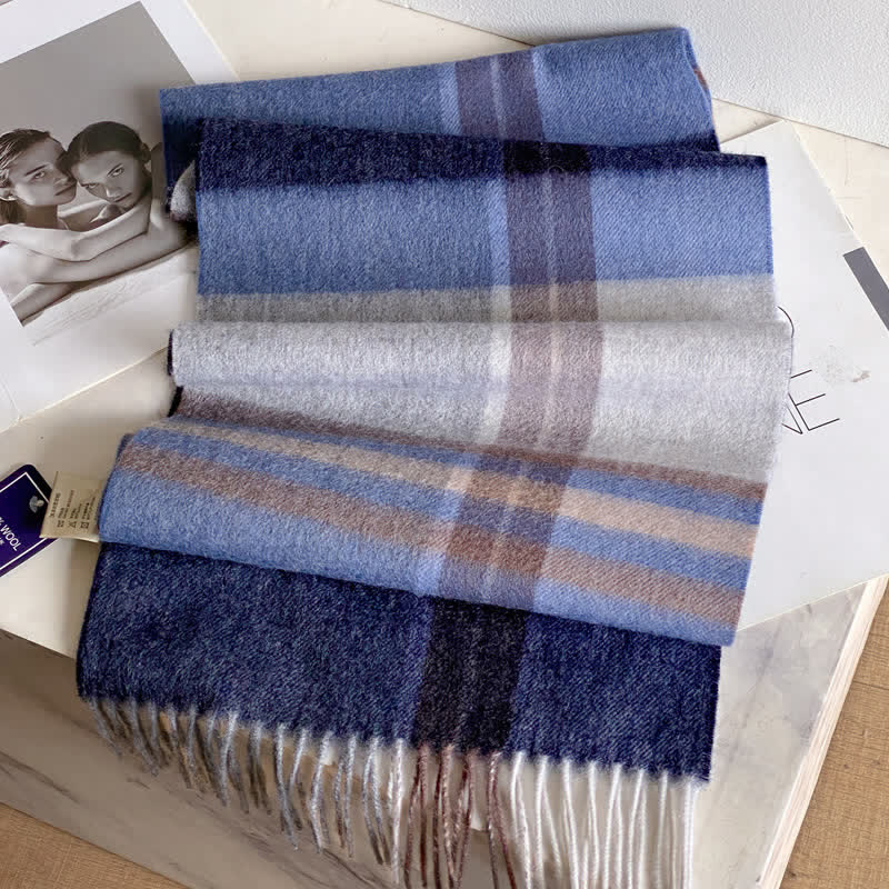 Unisex-Schal aus warmer Wolle mit Karomuster und Quasten - #48 - image 52