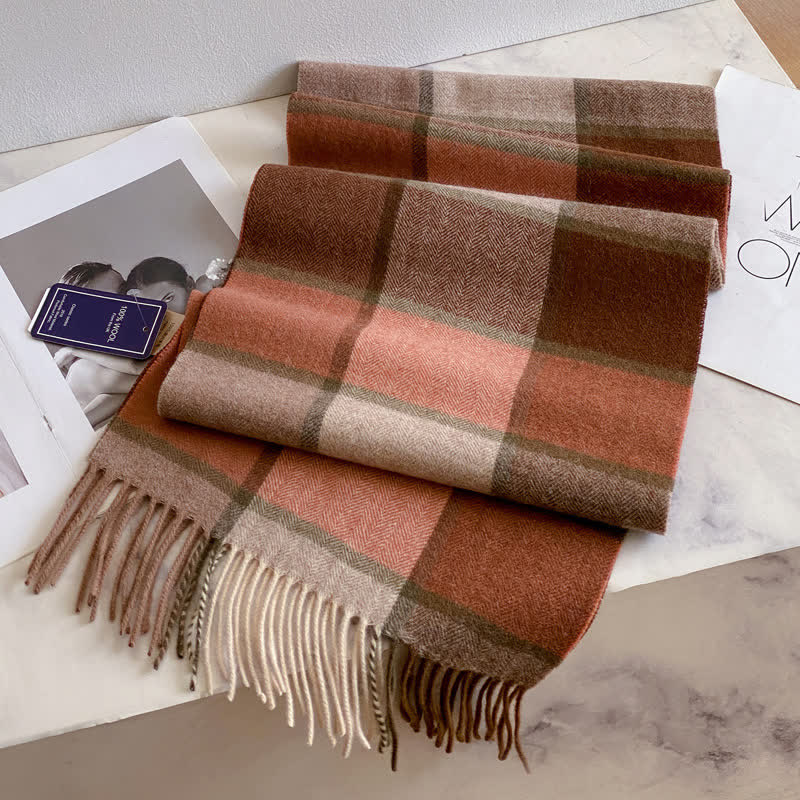 Unisex-Schal aus warmer Wolle mit Karomuster und Quasten - #39 - image 43