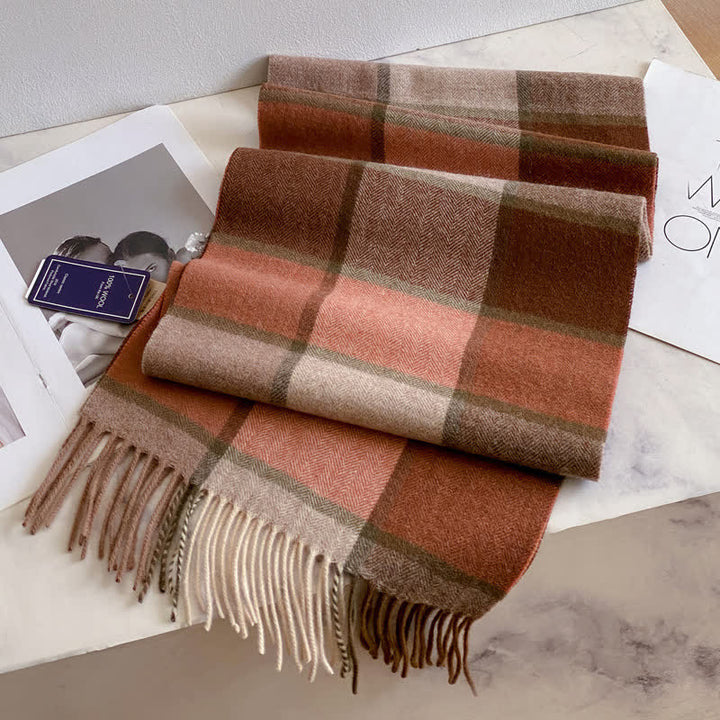 Unisex-Schal aus warmer Wolle mit Karomuster und Quasten - #39 - image 43