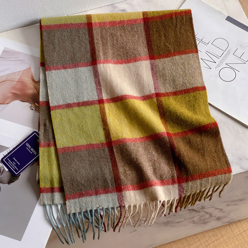 Unisex-Schal aus warmer Wolle mit Karomuster und Quasten - #34 - image 38