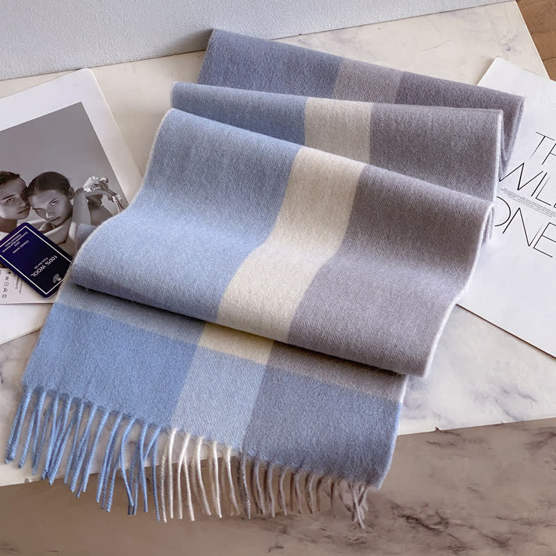 Unisex-Schal aus warmer Wolle mit Karomuster und Quasten - #55 - image 59