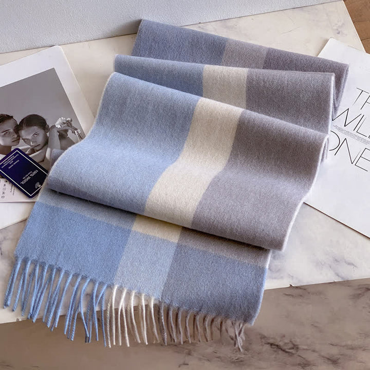 Unisex-Schal aus warmer Wolle mit Karomuster und Quasten - #55 - image 59