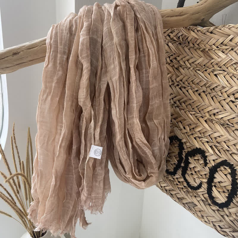 Chic Wrinkles Strukturierter Vier-Jahreszeiten-Baumwoll-Leinen-Schal - Kamel - image 14