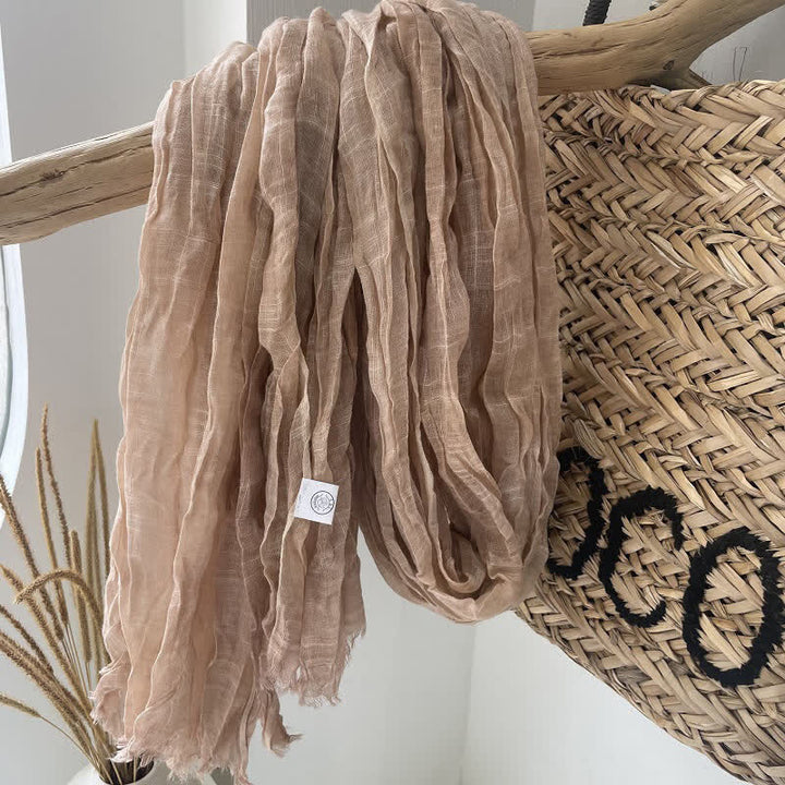 Chic Wrinkles Strukturierter Vier-Jahreszeiten-Baumwoll-Leinen-Schal - Kamel - image 14