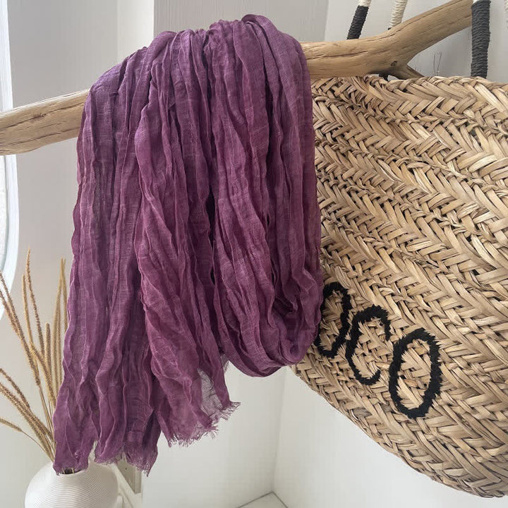 Chic Wrinkles Strukturierter Vier-Jahreszeiten-Baumwoll-Leinen-Schal - Lila - image 6