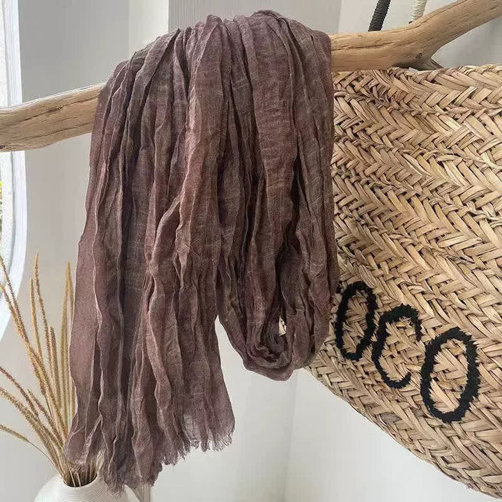 Chic Wrinkles Strukturierter Vier-Jahreszeiten-Baumwoll-Leinen-Schal - Kaffee - image 3