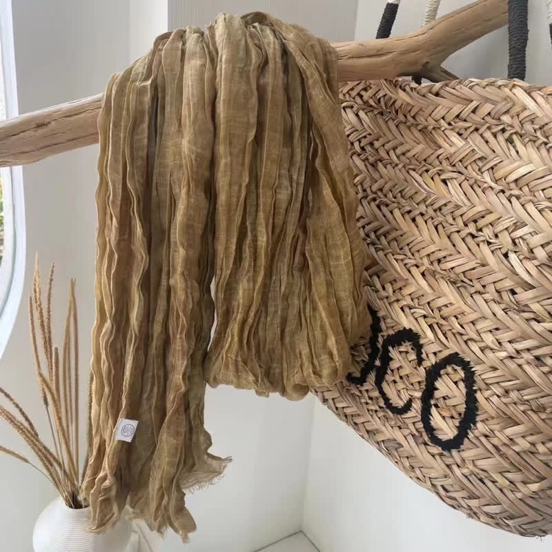 Chic Wrinkles Strukturierter Vier-Jahreszeiten-Baumwoll-Leinen-Schal - Goldrute - image 1