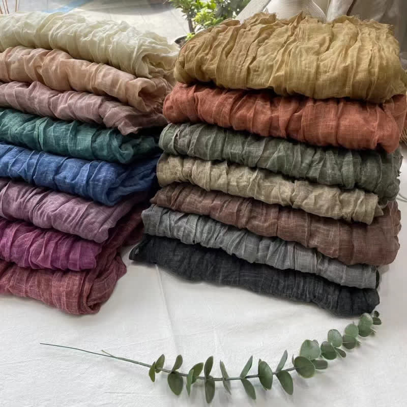 Chic Wrinkles Strukturierter Vier-Jahreszeiten-Baumwoll-Leinen-Schal - image 0