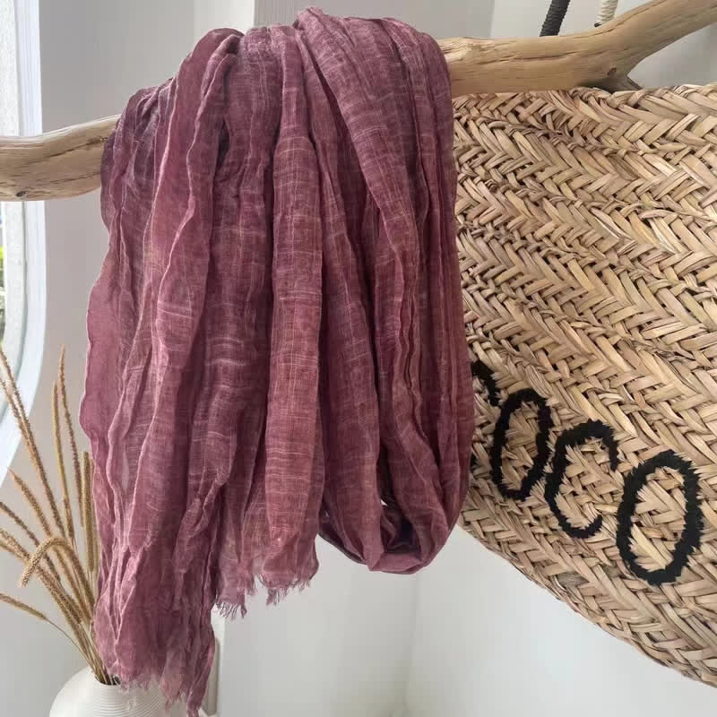 Chic Wrinkles Strukturierter Vier-Jahreszeiten-Baumwoll-Leinen-Schal - Blassviolettrot - image 15