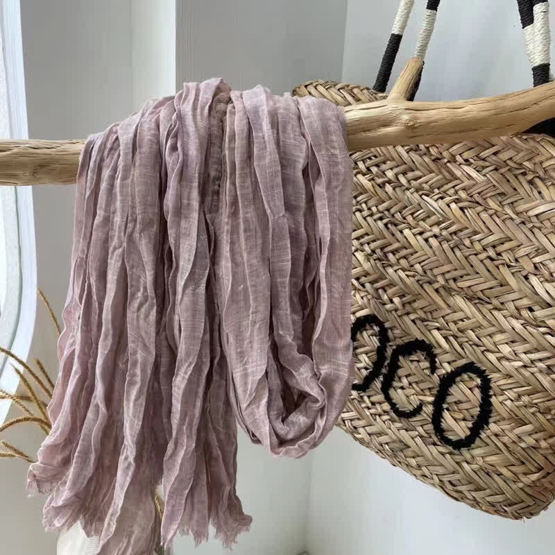 Chic Wrinkles Strukturierter Vier-Jahreszeiten-Baumwoll-Leinen-Schal - Pflaume - image 10