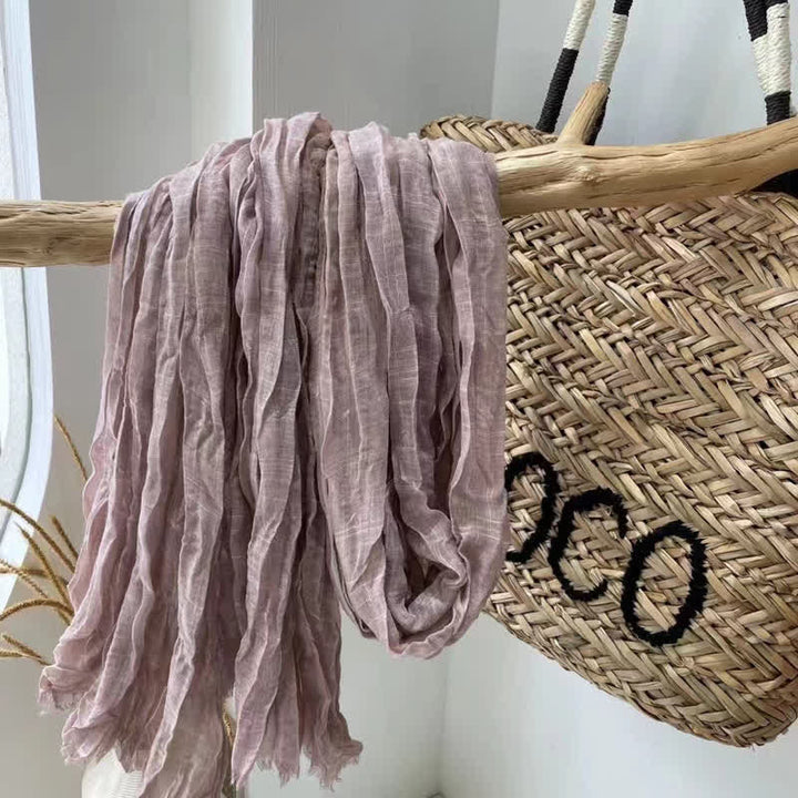 Chic Wrinkles Strukturierter Vier-Jahreszeiten-Baumwoll-Leinen-Schal - Pflaume - image 10