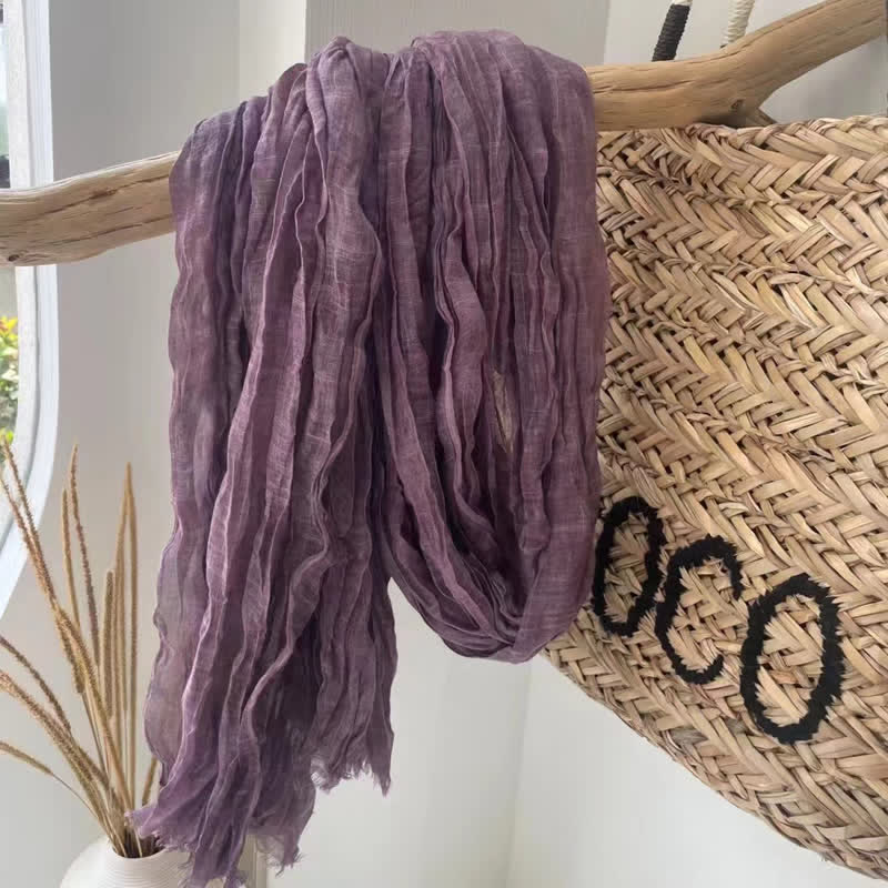 Chic Wrinkles Strukturierter Vier-Jahreszeiten-Baumwoll-Leinen-Schal - Dunkelviolett - image 11