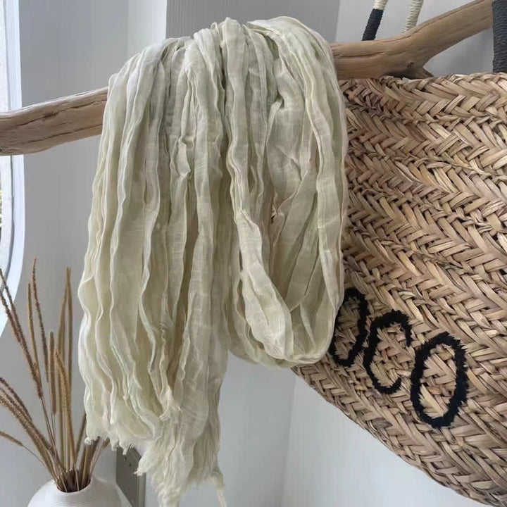 Chic Wrinkles Strukturierter Vier-Jahreszeiten-Baumwoll-Leinen-Schal - Elfenbein - image 7