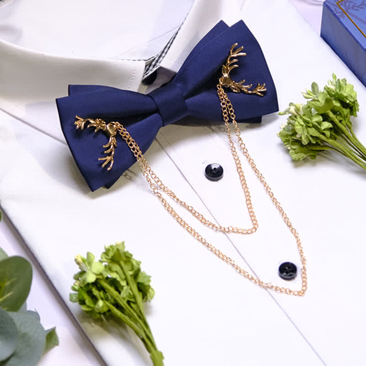 Elegante, goldene Fliege in Geweihform mit Kette - image 2