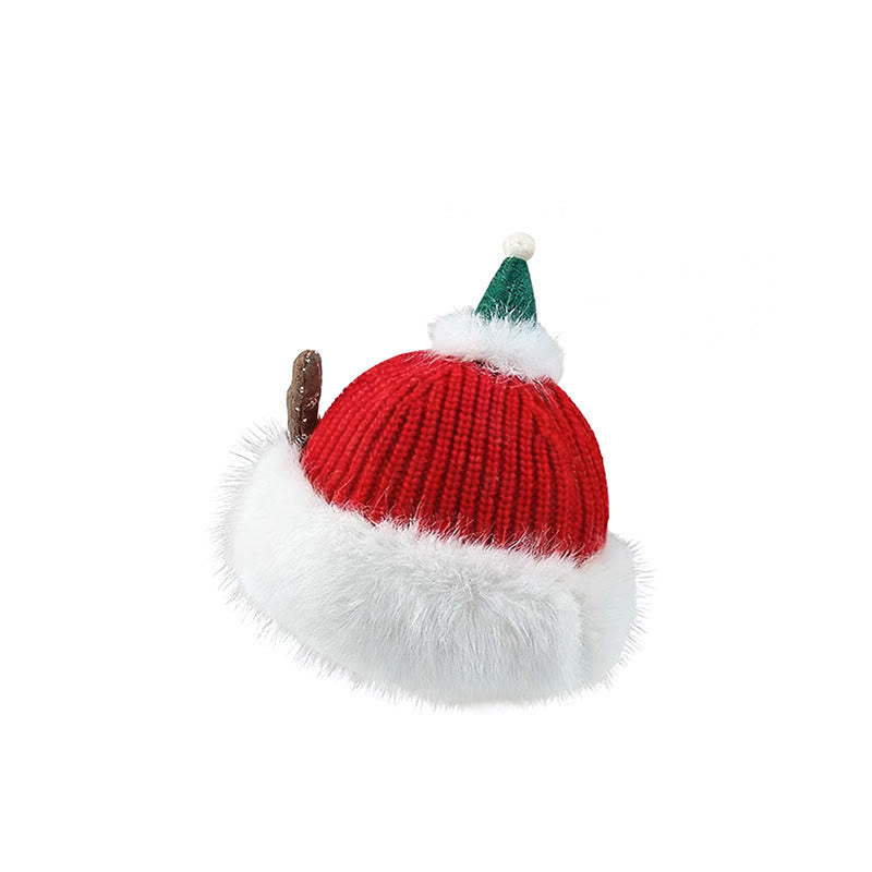 Winterliche Weihnachtsmütze mit Geweihmotiv für Damen, wärmend und aus Plüsch - image 2