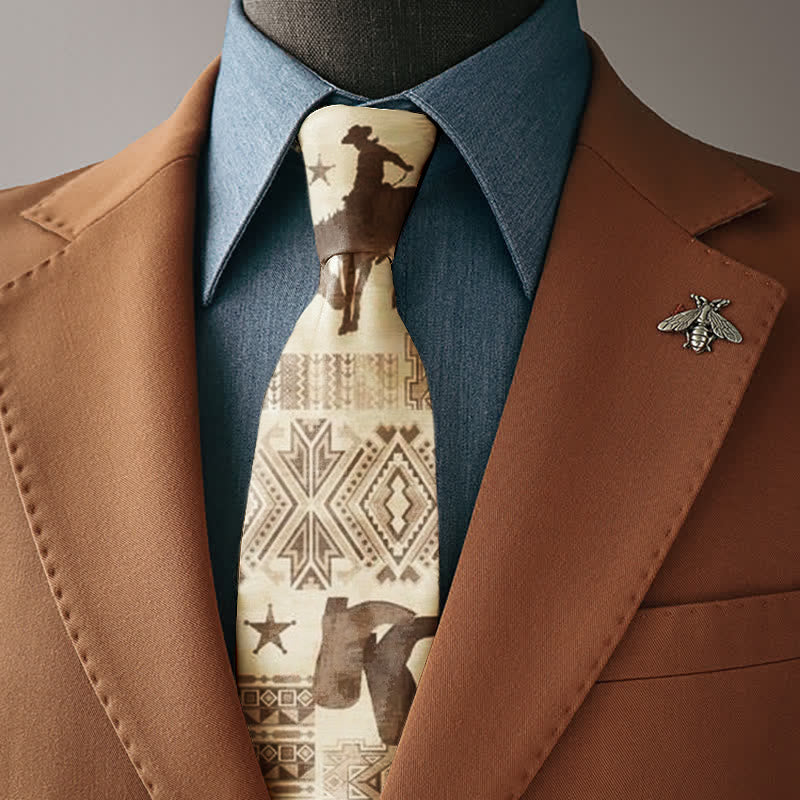 Herren-Krawatte im Western-Stil mit Cowboy-Pferdemotiv - Krawatte - image 0